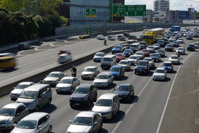 Peak-hour traffic congestion on an Auckland road