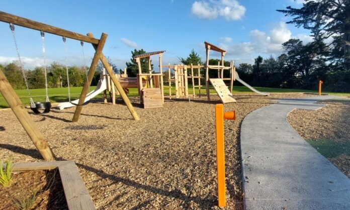 The rebuilt playground at Raewyn Reserve in Pakuranga.