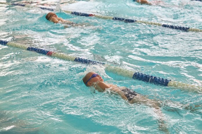 Swimmers in a lane pool