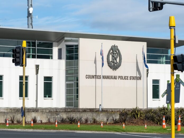 The exterior of the Counties Manukau Police District station building in Auckland